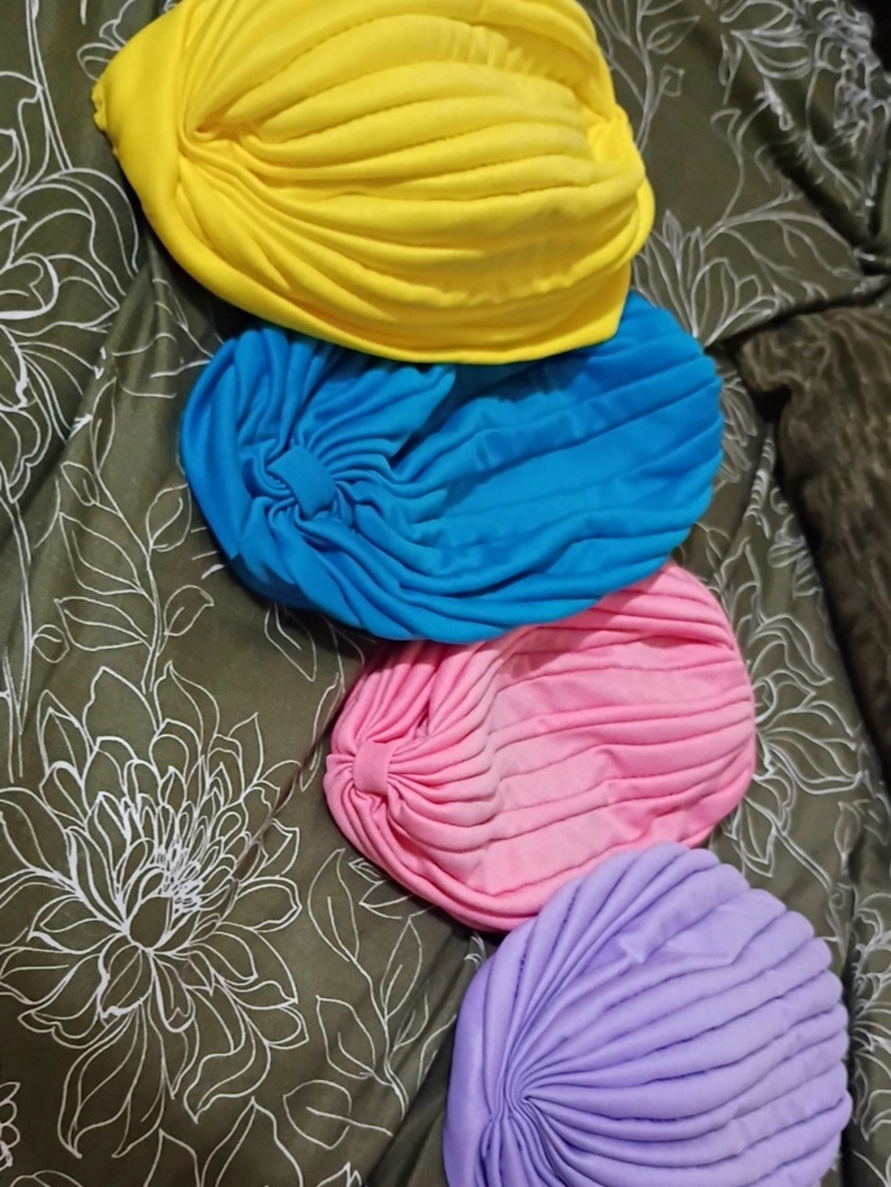 Kids Soft Pleated Turban Hat - Yellow, Blue, Pink, Purple